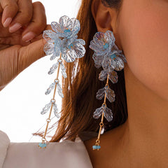COLORFUL MERMAID FLOWER NECKLACE EARRING SET_CWMM3251