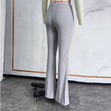 Solid Color Slim Fit Flared Trousers