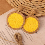 NEW VINTAGE SIMIAN GRASS VINE WOVEN EARRINGS_CWAJE4011