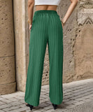 Solid Color Pleated Straight Leg Casual Pants