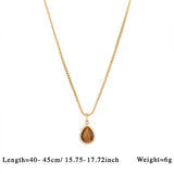 Vintage Stone Pendant Necklace Stainless Steel_Cwmm8874