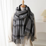 PLAID FRINGE SCARF WINTER WARM SHAWL_CWASC2778