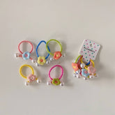 CHILDRENS CUTE PEARL FLOWER HAIR TIES PACK OF 5_CWAHA1812
