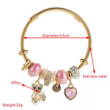 Trendy Stainless Steel Bracelet With Bear Heart_Cwmm8596