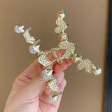 FULL DIAMOND HEART PEARL SHARK CLIP HAIRPIN_CWAHA4651