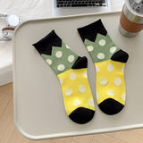 ALL SEASON PURE COTTON MID TUBE POLKA DOT SOCKS_CWMS0535