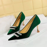 SHALLOW POINTED TOE DIAMOND BUCKLE HIGH HEELS_CWSHH0090
