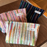 Wool Striped Makeup Bag Large Travel Wash Pouch_Cuab00718