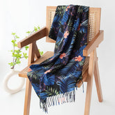 PRINT SCARF SOFT BLUE BLACK WINTER WRAP FOR WOMEN_CWASC0919
