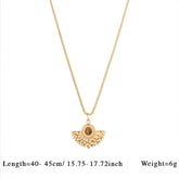 Vintage Stone Pendant Necklace Stainless Steel_Cwmm8874