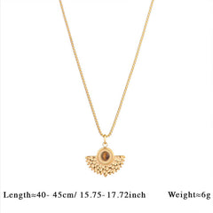 Vintage Stone Pendant Necklace Stainless Steel_Cwmm8874