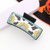 COW PRINT SUNFLOWER HAIR CLAW LEATHER HAIR CLAW_CWAHA0587