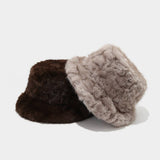 Faux Mink Plush Bucket Hat Winter Warm Trendy_Cwah04780