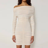 Solid-Color Off-The-Shoulder Body-Hugging Dress