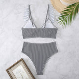 HIGH WAISTED V NECK RUFFLED BIKINI SWIMSUIT_CWMW0200