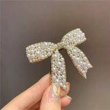 PEARL BOW HAIR CLIP 5 5CM ELEGANT SPRING CLIP_CWAHA4676