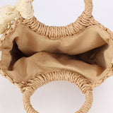 SEMI CIRCULAR HANDMADE PAPER ROPE STRAW BAG_CWAB4701