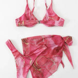 MARBLE PRINT BIKINI SET SEXY 3 PIECE SWIMSUIT_CWMW0158
