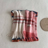 BLUE PLAID FAUX CASHMERE SCARF WINTER WARM_CWASC2337