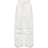 Street Style Bunched Feet Loose Leg Woven Pants