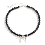 HOT SELLING BLACK BOW BEADED NECKLACE_CWAJE1171
