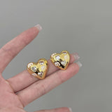 HALF FACE THREE DIMENSIONAL EARRINGS_CWAJE1345