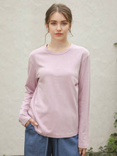 Womens Crew Neck Long-Sleeved Casual T-Shirt