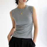 PURE COTTON ROUND NECK BASIC BOTTOMING TANK TOPS_CWTTK0800
