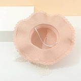 FASHION BOW RIBBON WIDE BRIM STRAW HAT_CWAH3474