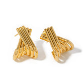 TEMPERAMENTAL SIMPLE LINES X SHAPED EARRINGS_CWAJE1784