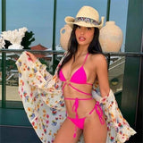 METAL RING BIKINI SET SEXY TIE SIDE SWIMSUIT_CWMW0257