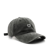 Vintage Washed Distressed Heart Embroidery Cap_Cwah1279
