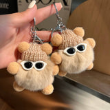 CUTE RABBIT FUR BRIQUETTES CAR KEYCHAIN PENDANT_CWMM2480