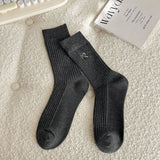 SIMPLE EMBROIDERED BOW SOCKS_CWMS0914