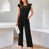 Woven Lace-Up Jumpsuit_Cwsjs0592