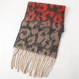 COLORFUL LEOPARD GRADIENT SCARF WITH TASSELS_CWASC2753