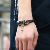 SIMPLE MENS MULTI LAYER BEADED LEATHER BRACELET_CWMM4475