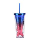 DOUBLE LAYER GRADIENT MERMAID TAIL WATER CUP_CWMM0985