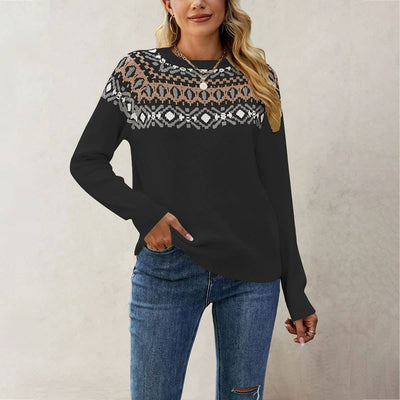 Women¡¯S Vintage Jacquard Knit Pullover Sweater_Cwoswl07199