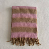 BLUE BROWN STRIPE SCARF THICK WINTER WRAP_CWASC2332