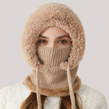 Cwah2208_Knitted Winter Fleece Outdoor Hat Neck Set