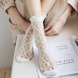 SUMMER THIN WHITE FLORAL DESIGN BOAT SOCKS_CWMS0528