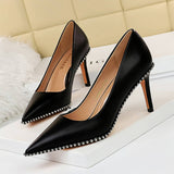 Women Shallow Pointed Rivet High Heels