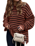 Loose-fitting turtleneck sweater with stripes