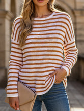 Loose-fitting turtleneck sweater with stripes