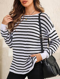 Loose-fitting turtleneck sweater with stripes