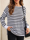 Loose-fitting turtleneck sweater with stripes