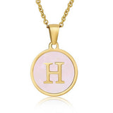 ROUND 18K GOLD STAINLESS STEEL 26LETTERS NECKLACE_CWAJE0683