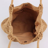 SOLID COLOR HANDMADE PLEATED PAPER ROPE WOVEN BAG_CWAB4711
