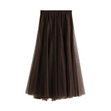 HIGH WAIST TULLE A LINE PLEATED MIDI SKIRT_CWBMS0378